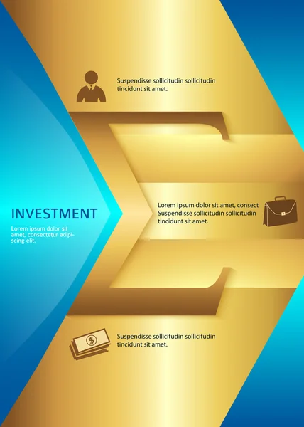 Presentazione pagina depliant A4 formato verticale investimento — Vettoriale Stock