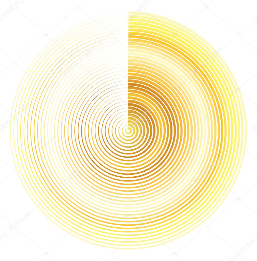 Design element many streak. Isolated bold vector colors & black ring from thin to thick. Radar circle. Symbol monitor airplane . Vector illustration EPS 10 for your tech presentation flyer layout
