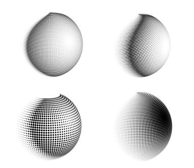 Tasarım ögeleri sembolü Düzenlenebilir simge - Yarım ton daireler, yarım ton nokta deseni beyaz arkaplan. Vektör illüstrasyonunda teknoloji ve elektronik için siyah soyut rastgele noktalar 10 kare yer alıyor