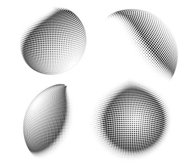 Tasarım ögeleri sembolü Düzenlenebilir simge - Yarım ton daireler, yarım ton nokta deseni beyaz arkaplan. Vektör illüstrasyonunda teknoloji ve elektronik için siyah soyut rastgele noktalar 10 kare yer alıyor