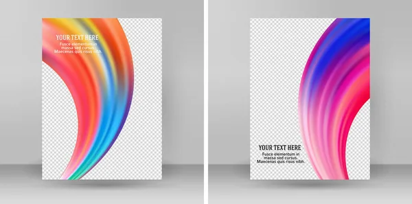 Moderne Kleurrijke Flow Poster Golfachtige Vloeibare Vorm Regenboogkleur Die Achtergrond — Stockvector