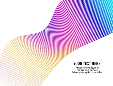 Renkli çizgilerin dalgası. Beyaz arka planda soyut dalgalı çizgiler izole edilmiş. Yaratıcı çizgi sanatı. Vektör illüstrasyon EPS 10. Karıştırma Aracı kullanılarak dizayn ögeleri oluşturuldu. Eğik düz bant