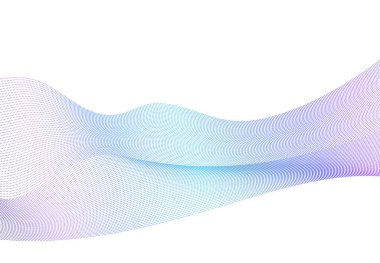 Tasarım elemanları. Bir sürü mor çizgi çemberi dalgası. Beyaz arka planda soyut dalgalı çizgiler izole edildi. Vektör illüstrasyon EPS 10. Harmanlama Aracı kullanılarak oluşturulan çizgilerle renkli dalgalar