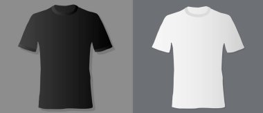 Gerçekçi tişört, beyaz arka planda soyut geometrik monohrom desenli baskı ile uyumlu. Stil tişörtü üzerinde düzenleme ve yazdırma için kullanılabilir