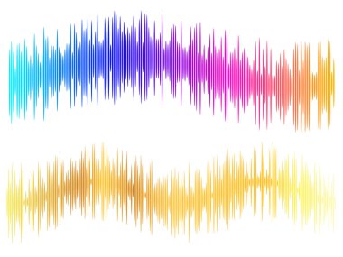 Beyaz arkaplanda izole edilmiş renk eşitleyici. Vektör çizimi. Nabız müzik çalar. Ses dalgası logosu