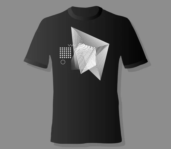 Realistyczny Shirt Makieta Druku Abstrakcyjny Geometryczny Wzór Monohrome Czarnym Tle — Wektor stockowy