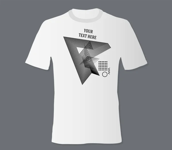 Ρεαλιστικό Shirt Mock Σχέδιο Αφηρημένο Γεωμετρικό Μονόχρωμο Σχέδιο Μαύρο Φόντο — Διανυσματικό Αρχείο