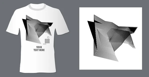 Realistische Shirt Attrappe Mit Abstrakten Geometrischen Einfarbigen Mustern Auf Weißem — Stockvektor