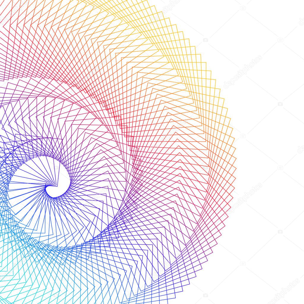 Abstract spiral rainbow design element on white background of twist lines. Vector Illustration eps 10 Golden ratio traditional proportions vector icon Fibonacci spiral