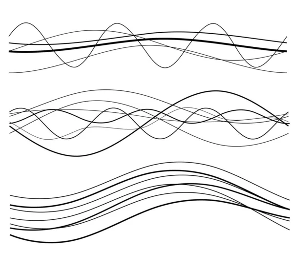 Eléments Design Vague Nombreuses Lignes Grises Rayures Ondulées Abstraites Sur — Image vectorielle