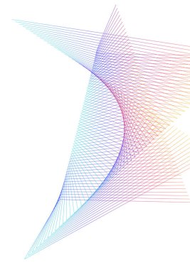 Tasarım elemanı kıvrımlı keskin köşeler birçok çizgi sallıyor. Beyaz arka planda soyut dikey kırık çizgiler izole edildi. Yaratıcı satır sanatı