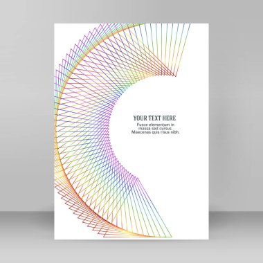 Tasarım elemanları sunum şablonu. Gerçekçi gölgeli boş dikdörtgen biçiminde A4 sayfası. Reklam ve tanıtım mesajı elementi beyaz arkaplanda izole edildi