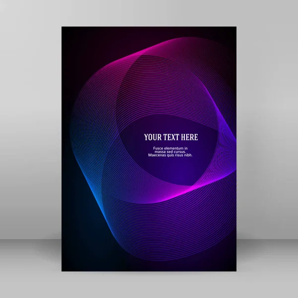多目的プレゼンテーションのためのビジネステンプレート 簡単に編集可能なベクトルEps 10レイアウト デザインパンフレットA4フォーマット広告 紫の背景イベントパーティーチラシにオーロラネオン効果 — ストックベクタ