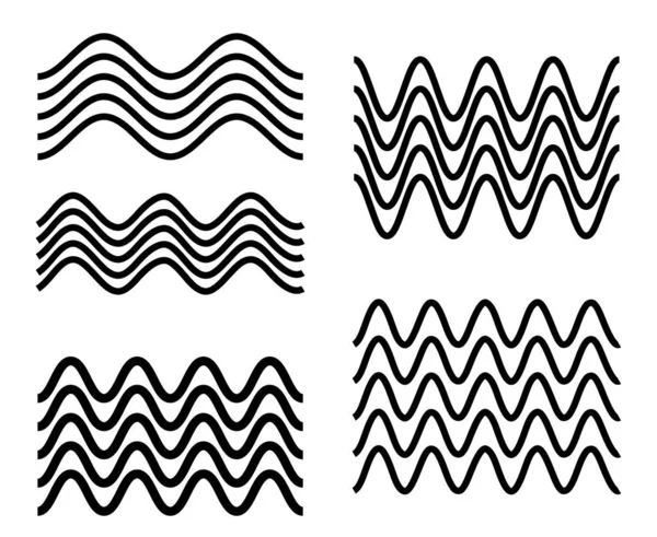 Elementi Design Onda Molte Linee Grigie Strisce Ondulate Astratte Sfondo — Vettoriale Stock