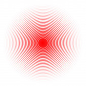 Designový prvek mnoho pruh. Izolovaný tučný červený vektorový kruh od tenkého po silný. Kruh bolesti. Symbol pulzující bolest