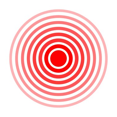 Birçok çizgi dizayn et. İnceden kalınlığa doğru izole edilmiş koyu kırmızı vektör halkası. Acı çemberi. Sembol çarpan acı