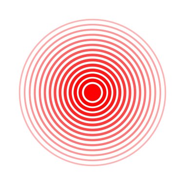 Birçok çizgi dizayn et. İnceden kalınlığa doğru izole edilmiş koyu kırmızı vektör halkası. Acı çemberi. Sembol çarpan acı