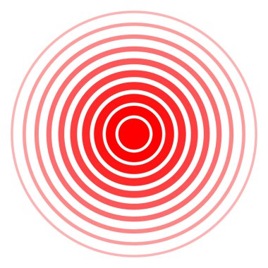 Birçok çizgi dizayn et. İnceden kalınlığa doğru izole edilmiş koyu kırmızı vektör halkası. Acı çemberi. Sembol çarpan acı