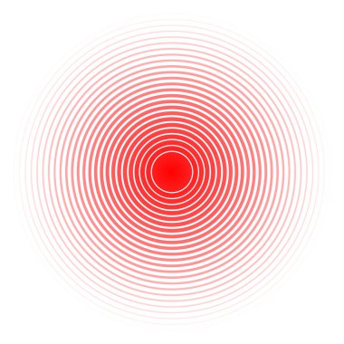 Design element many streak. Isolated bold vector red ring from thin to thick. Pain circle. Symbol throbbing pain clipart