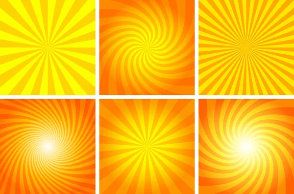 Zomer Achtergrond Met Oranje Gele Stralen Zomer Zon Warm Werveling — Stockvector