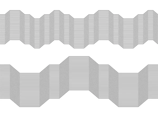Ontwerpelementen Gebogen Scherpe Hoeken Vele Strepen Abstracte Horizontale Gebroken Strepen — Stockvector