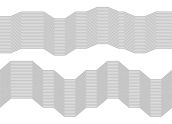 Ontwerpelementen Gebogen Scherpe Hoeken Vele Strepen Abstracte Horizontale Gebroken Strepen — Stockvector