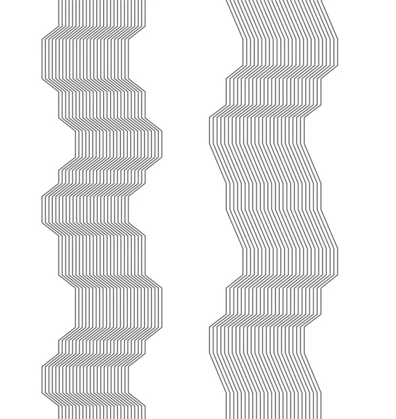 Elementos Diseño Curvas Esquinas Afiladas Muchas Rayas Rayas Rotas Horizontales — Archivo Imágenes Vectoriales