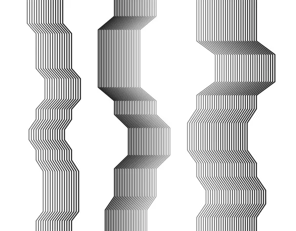 Elementos Design Curvas Cantos Afiados Muitos Raia Listras Quebradas Horizontais —  Vetores de Stock