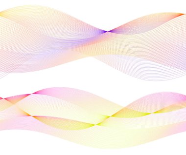 Tasarım elemanları. Bir sürü gri çizgi dalgası. Beyaz arkaplanda soyut dalgalı çizgiler izole edildi