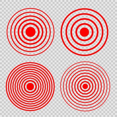 Tasarım ögesini çok seri olarak ayarla. İnceden kalınlığa doğru izole edilmiş koyu kırmızı vektör halkası. Acı çemberi. Sembol çarpan acı