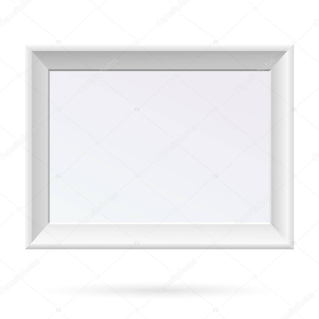 Presentation set square picture frame design with shadow on transparent background. 3D Board Banner Stand on isolated clean blank table Vector illustration EPS 10 for photo, image, text promotional