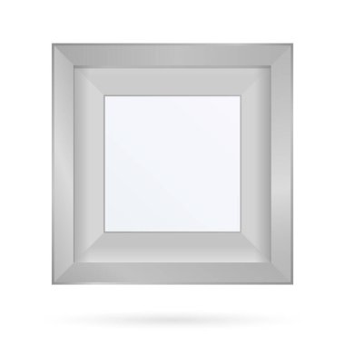 Sunum, şeffaf arkaplanda gölgesi olan kare çerçeve tasarımını ayarladı. İzole edilmiş boş masa vektörü illüstrasyonu üzerinde 3B Pankart Duruşu Fotoğraf, resim ve metin tanıtımı için EPS 10