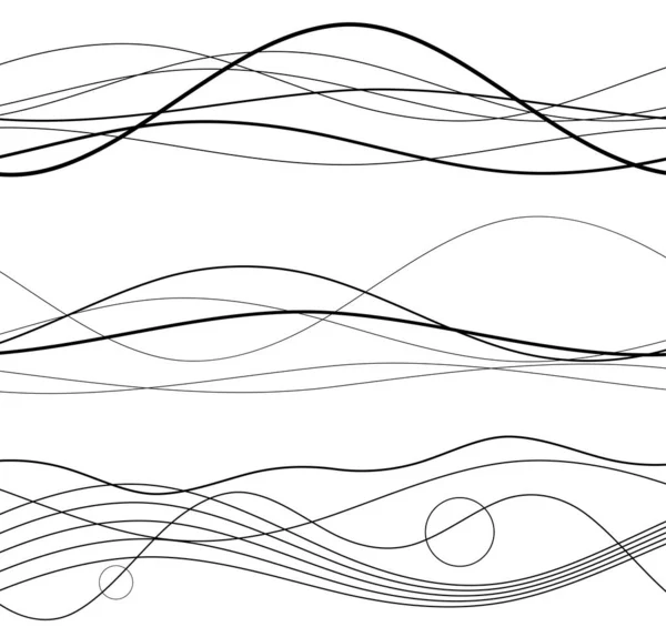 Eléments Design Vague Nombreuses Lignes Grises Rayures Ondulées Abstraites Sur — Image vectorielle