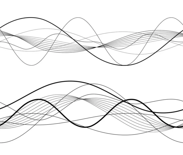 Eléments Design Vague Nombreuses Lignes Grises Rayures Ondulées Abstraites Sur — Image vectorielle