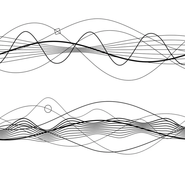 Елементи Дизайну Хвиля Багатьох Сірих Ліній Абстрактні Хвилясті Смуги Білому — стоковий вектор