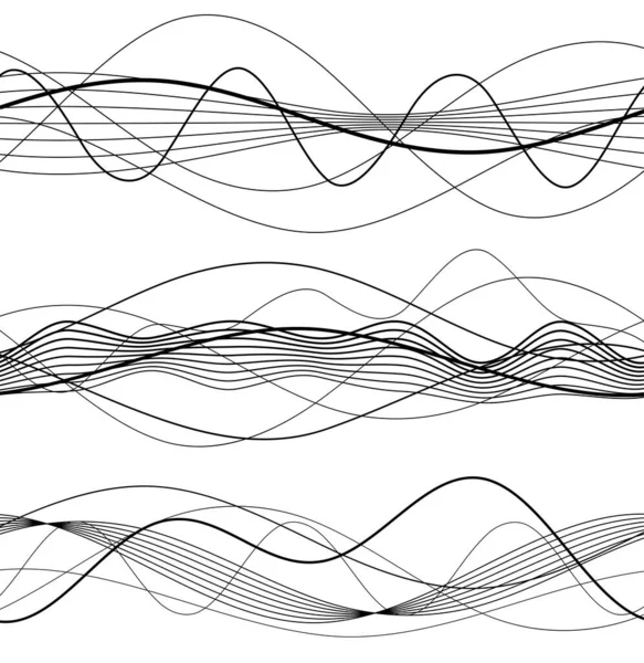 Eléments Design Vague Nombreuses Lignes Grises Rayures Ondulées Abstraites Sur — Image vectorielle