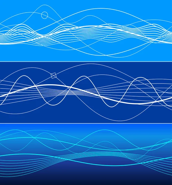 设计元素 许多蓝色线条的波浪 白色背景上抽象的波浪形条纹孤立 创意线艺术 矢量说明Eps 五彩缤纷的光波 用混合工具生成线条 — 图库矢量图片