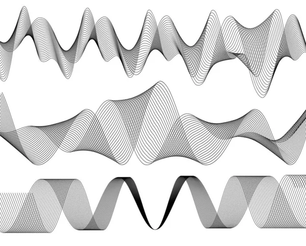 オプティカル アート ウェーブ抽象的なライン背景黒と白のセット ベクトルの図 白い背景に分離 ストックベクター C Artkovalev
