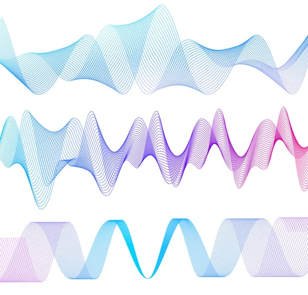 Vague Des Nombreuses Lignes Colorées Rayures Ondulées Abstraites Sur Fond — Image vectorielle