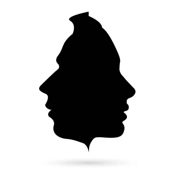 Het Concept Van Mannelijke Vrouwelijke Psychologie Iconen Silhouet Profiel Van — Stockvector