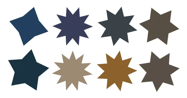 Ensemble Étoiles Vectorielles Badges Éclat Soleil Collection Bleu Différentes Couleurs — Image vectorielle