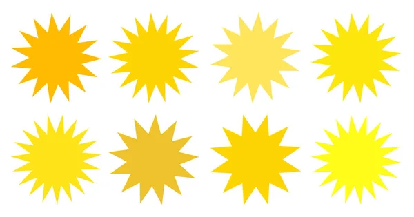 Conjunto Estrellas Vectoriales Insignias Explosión Solar Colección Azul Diferente Gradiente — Vector de stock