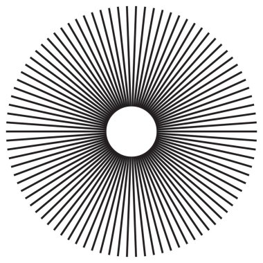 Reklam broşürü tasarım elemanları. Beyaz arka plan ve merkezden gelen zarif güneş çizgileri. Şablon broşürü, tasarım broşürü, haber bültenleri, afişler için vektör illüstrasyonu EPS 10