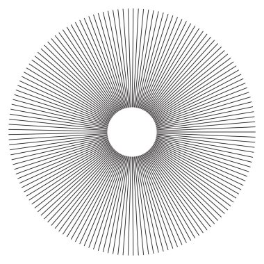 Reklam broşürü tasarım elemanları. Beyaz arka plan ve merkezden gelen zarif güneş çizgileri. Şablon broşürü, tasarım broşürü, haber bültenleri, afişler için vektör illüstrasyonu EPS 10