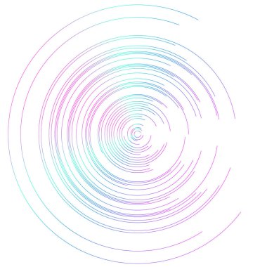 Renk tasarım elemanları. Bir sürü viraj aldım. Beyaz arka plandaki soyut dairesel logo elemanı izole edildi. Yaratıcı grup sanatı. Vektör illüstrasyon EPS 10. Yeni ürün tanıtımı için dijital