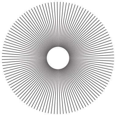 Reklam broşürü tasarım elemanları. Beyaz arka plan ve merkezden gelen zarif güneş çizgileri. Şablon broşürü, tasarım broşürü, haber bültenleri, afişler için vektör illüstrasyonu EPS 10