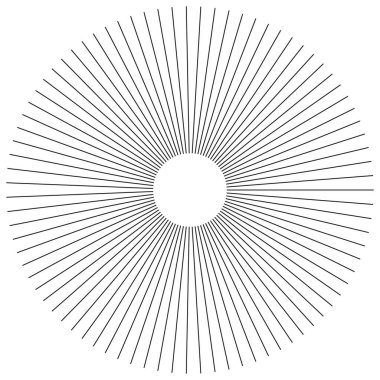 Reklam broşürü tasarım elemanları. Beyaz arka plan ve merkezden gelen zarif güneş çizgileri. Şablon broşürü, tasarım broşürü, haber bültenleri, afişler için vektör illüstrasyonu EPS 10