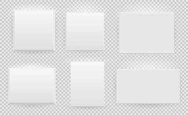 Sunum kare restangle resim çerçeve tasarımını şeffaf arkaplanda gölge ile ayarla. İzole edilmiş boş duvarda 3 boyutlu pankart var. Fotoğraf, resim ve metin tanıtımı için vektör illüstrasyonu EPS10