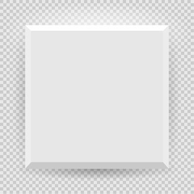 Sunum kare restangle resim çerçeve tasarımını şeffaf arkaplanda gölge ile ayarla. İzole edilmiş boş duvarda 3 boyutlu pankart var. Fotoğraf, resim ve metin tanıtımı için vektör illüstrasyonu EPS10
