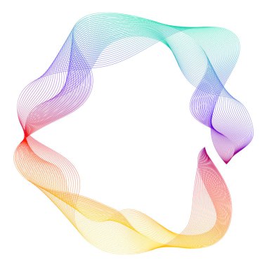 Tasarım elemanları. Bir sürü mor çizgi çemberi dalgası. Beyaz arka planda soyut dalgalı çizgiler izole edildi. Vektör illüstrasyon EPS 10. Harmanlama Aracı kullanılarak oluşturulan çizgilerle renkli dalgalar